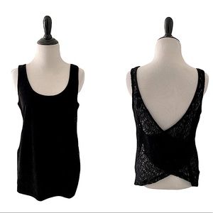 MINKPINK black velvet & lace sleeveless drape back top size medium like new